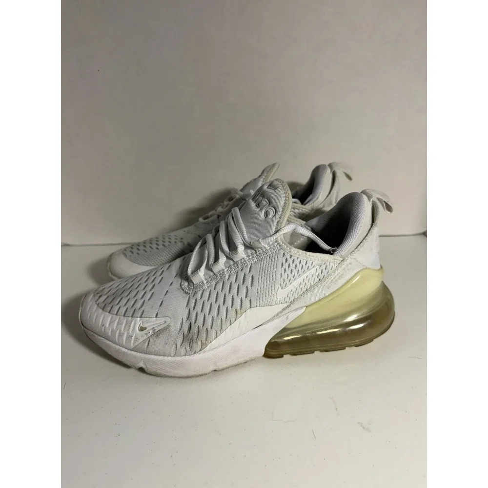 Nike Air Max 270 GS 5Y White Metallic Silver Sneakers 943345-103